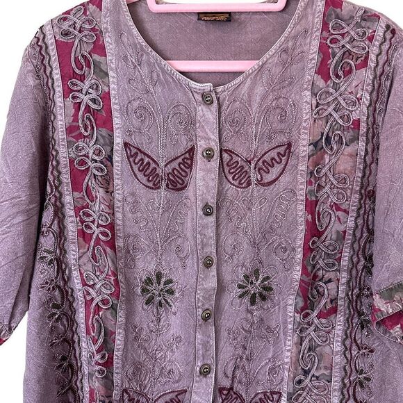 Vintage Geeta Embroidered Boho Hippie Blouse Size OS - Picture 5 of 6